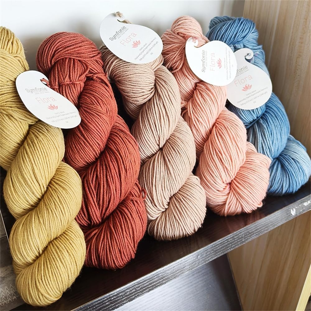 1 Skein Symfonie Flora Kniting Crochet Yarn 100% Merino Wool Sweater Yarn, Comfort and Warm for Socks, Shawl, Scarf, Gloves 3.5oz (OR1002)