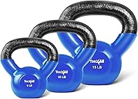 Vista 9 de Yes4All - Juego de pesas rusas recubiertas de vinilo, set combinado para entrenamiento corporal completo, fuerza de agarre, flexiones y ejercicios