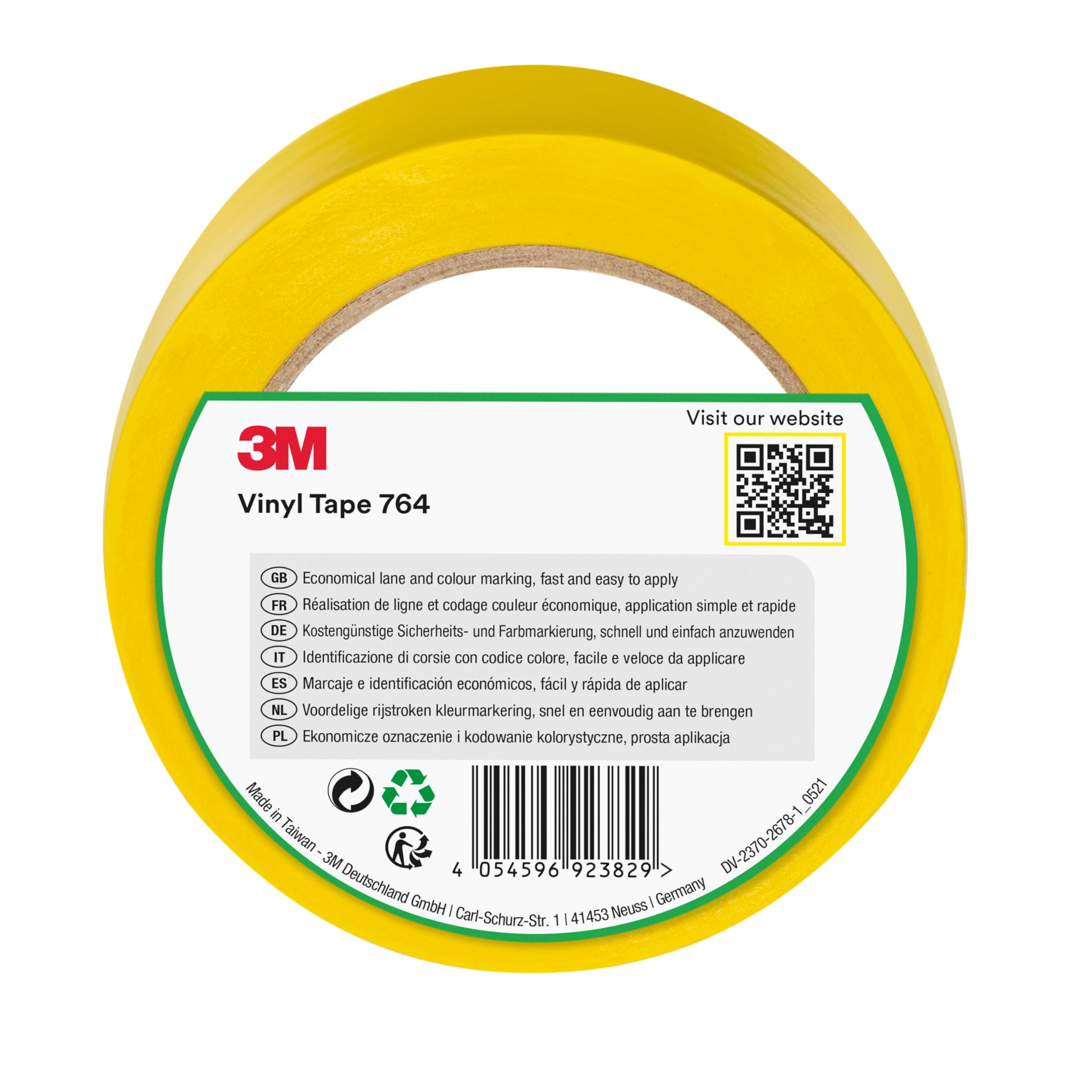 3M Cinta de Vinilo 764, Amarilla, 50 mm x 33 m