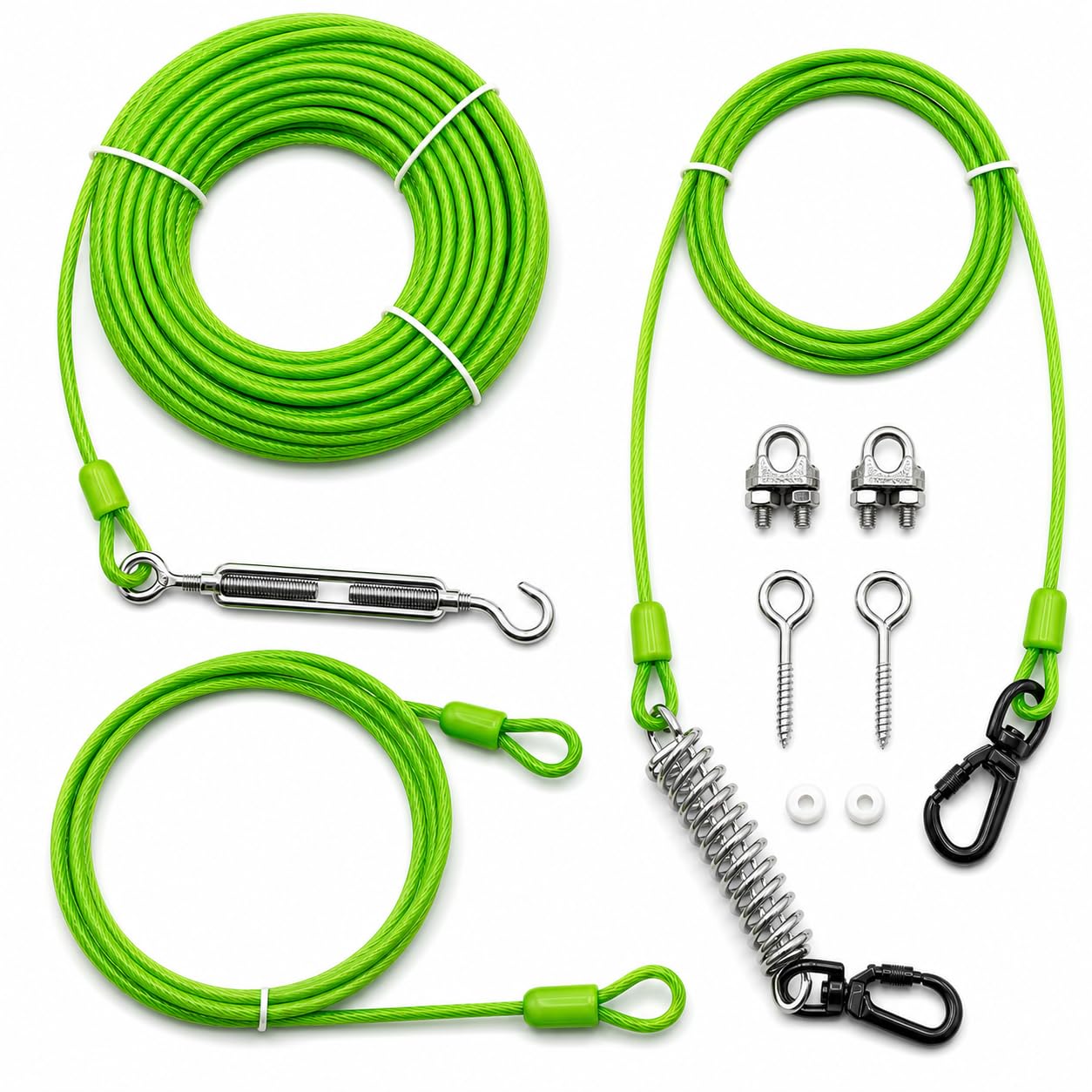 Câble d'attache robuste de 18,3 m - Système de chariot pour chiens de taille moyenne et camping - Grand câble de course pour chiens pesant jusqu'à 113,4 kg