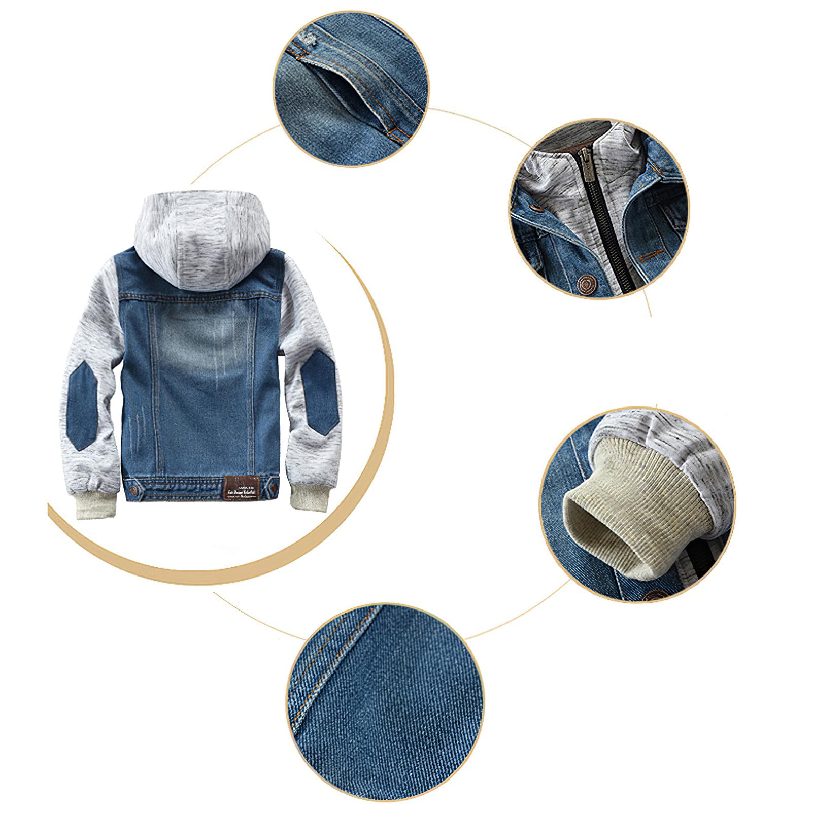 amropi Garçon Vestes en Jean à Capuche Blouson en Denim Jacket Manches Longues Boutons Hauts