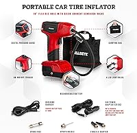 Vista 6 de BULLSEYE PRO - Inflador de neumáticos con manómetro, compacto y portátil, apagado automático, 150 PSI máximo, USB recargable para el hogar y cable