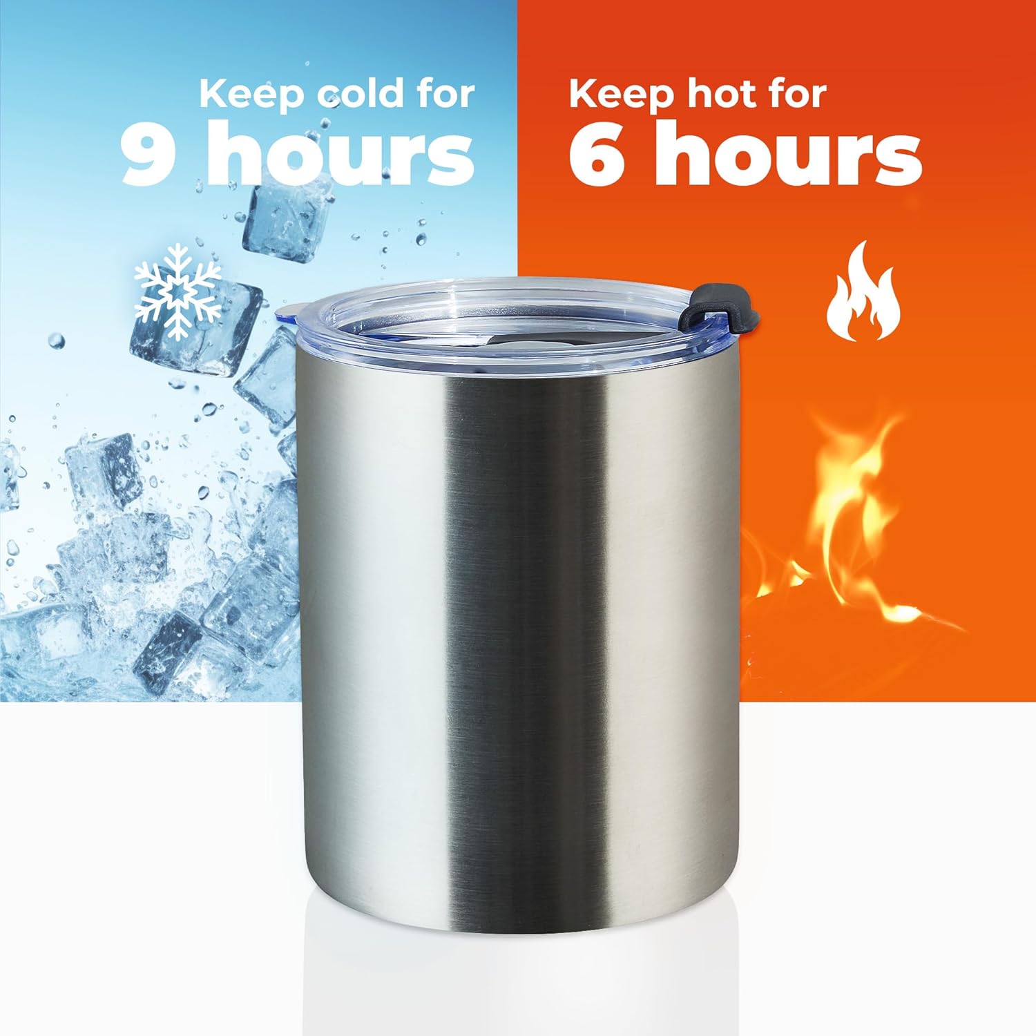 MEWAY 12 oz Lowball, Tumbler Stainless Steel Double Wall Vacuum Insulated Mug with Straw and Lid, Cleaning Brush ,Durable Powder Coated Insulated Coffee Cup for Cold & Hot Drinks (Silver, 12 pack) - Image 5