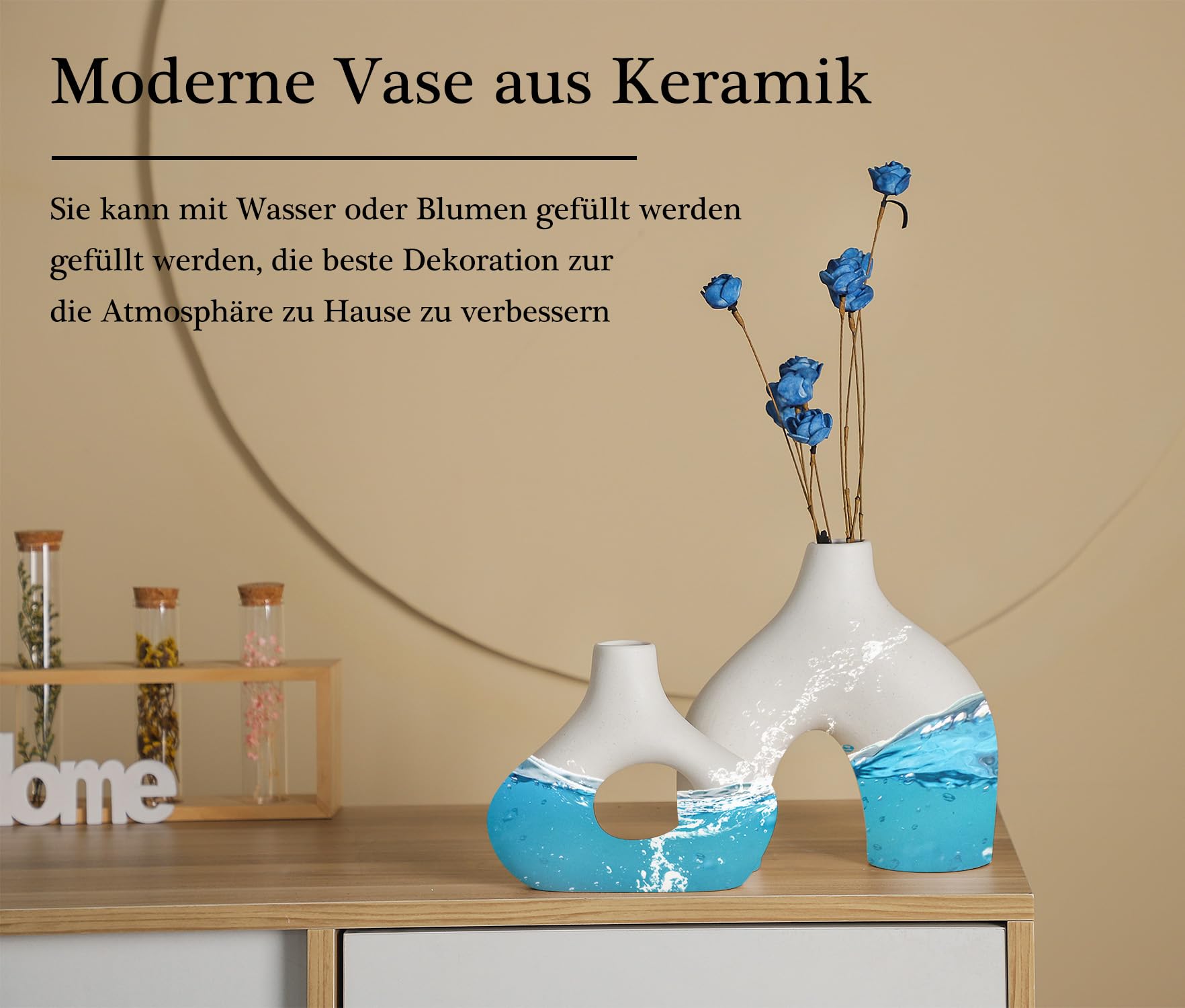 Sawoake Set di 2 vasi in ceramica bianca Doppelberg per moderno boho nordico, minimalista, decorazione per soggiorno, matrimonio, cena, tavolo, feste, ufficio e camera da letto