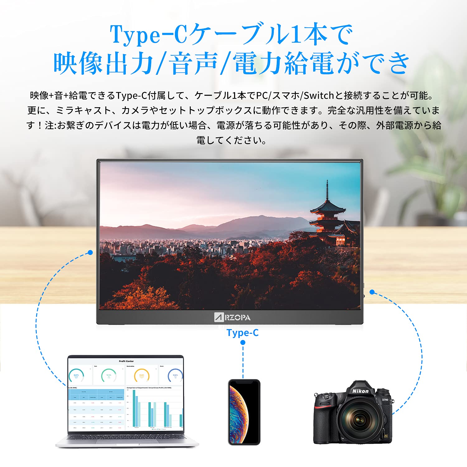 ARZOPA モバイルモニター　13.3インチ 現状品 本日みつけたお買い得品】ARZOPA製13.3型WQXGAモバイル液晶が1万