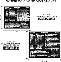 Vista 7 de SYNERLOGIC Guía de referencia rápida para Windows + Word/Excel (para Windows) Adhesivos de acceso directo de teclado, vinilo sin residuos Negro