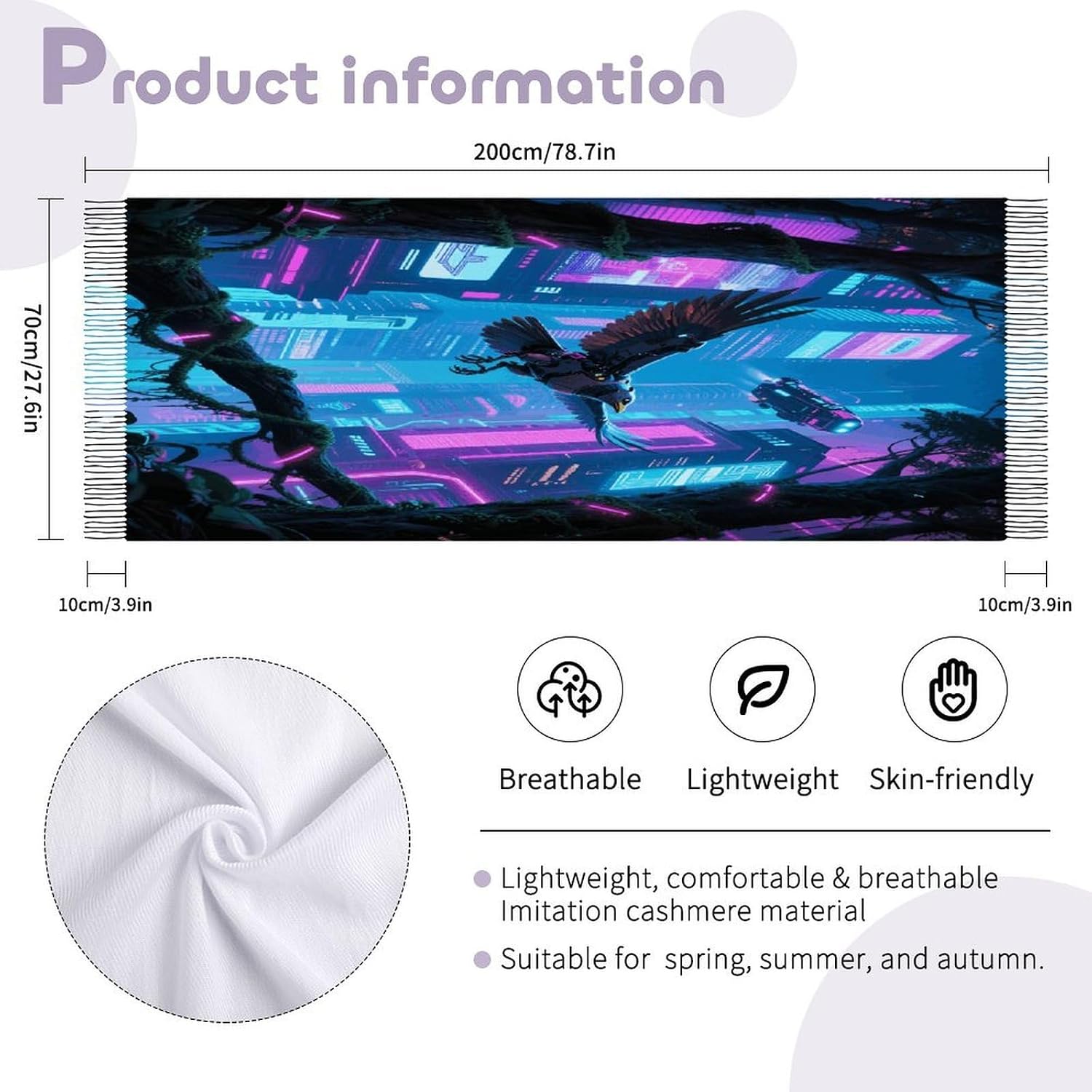Giant Flying Mechanical Bird Scarf for Women Men Classic Fashion Blanket Scarves Soft Cashmere Feel Scarf Cold Weather Warm Long Shawl Winter Large Scarves Classic Blanket Scarfs Thick
