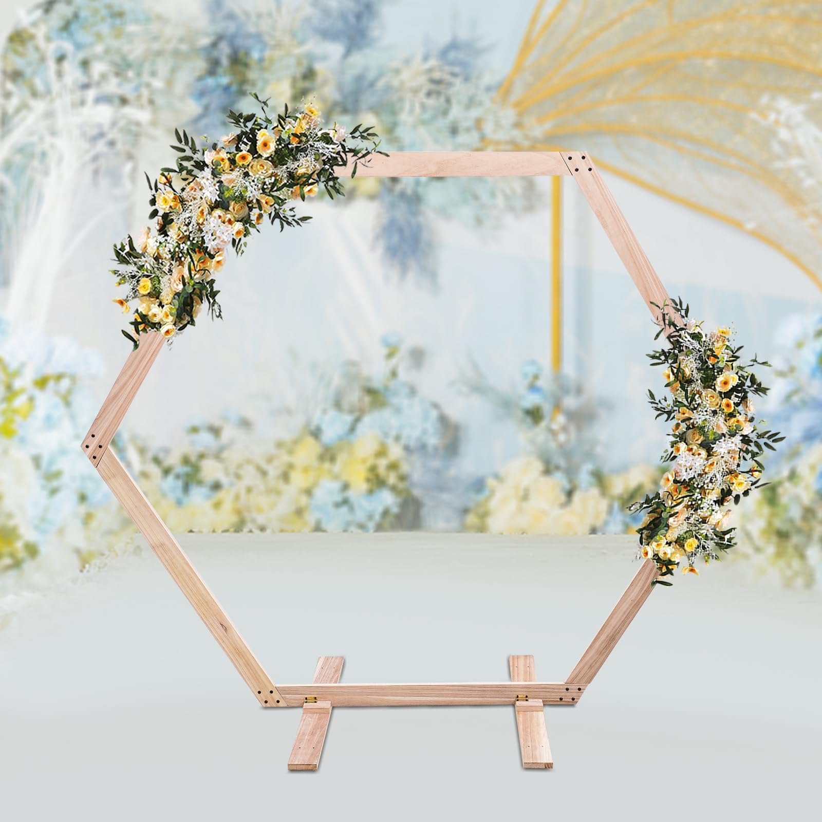 Arco de boda de madera hexagonal, soporte de fondo hexagonal, para boda, arco de boda, base de arco de boda, soporte para bodas, fiestas, decoraciones de cumpleaños