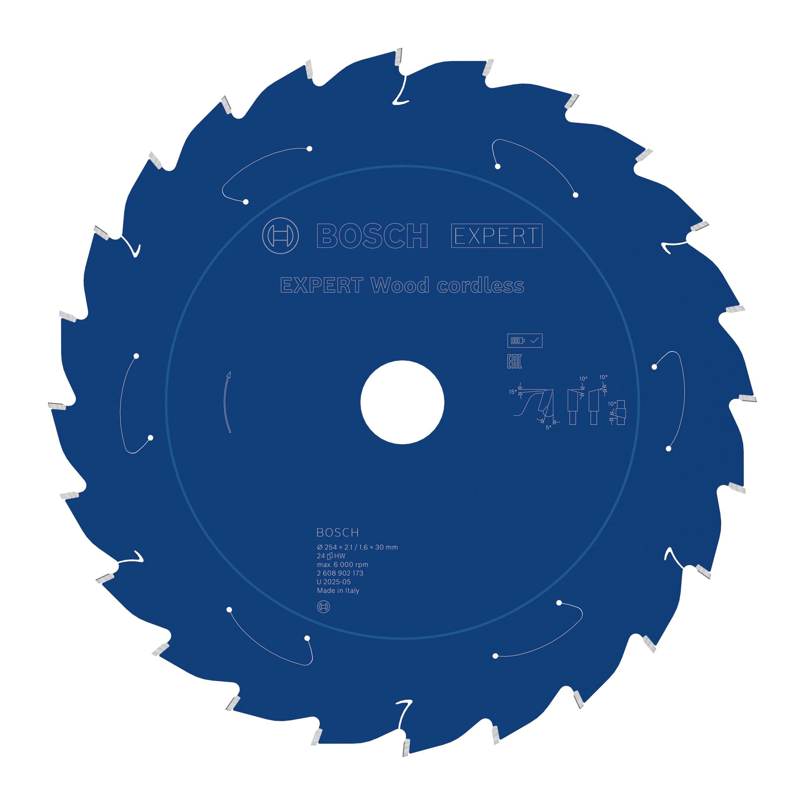 Bosch 1x Expert Wood Cordless Circular Saw Blade for Mitre Saw (for Softwood, Hardwood, Ø mm, Professional Accessory Mitre Cordless Circular Saw)