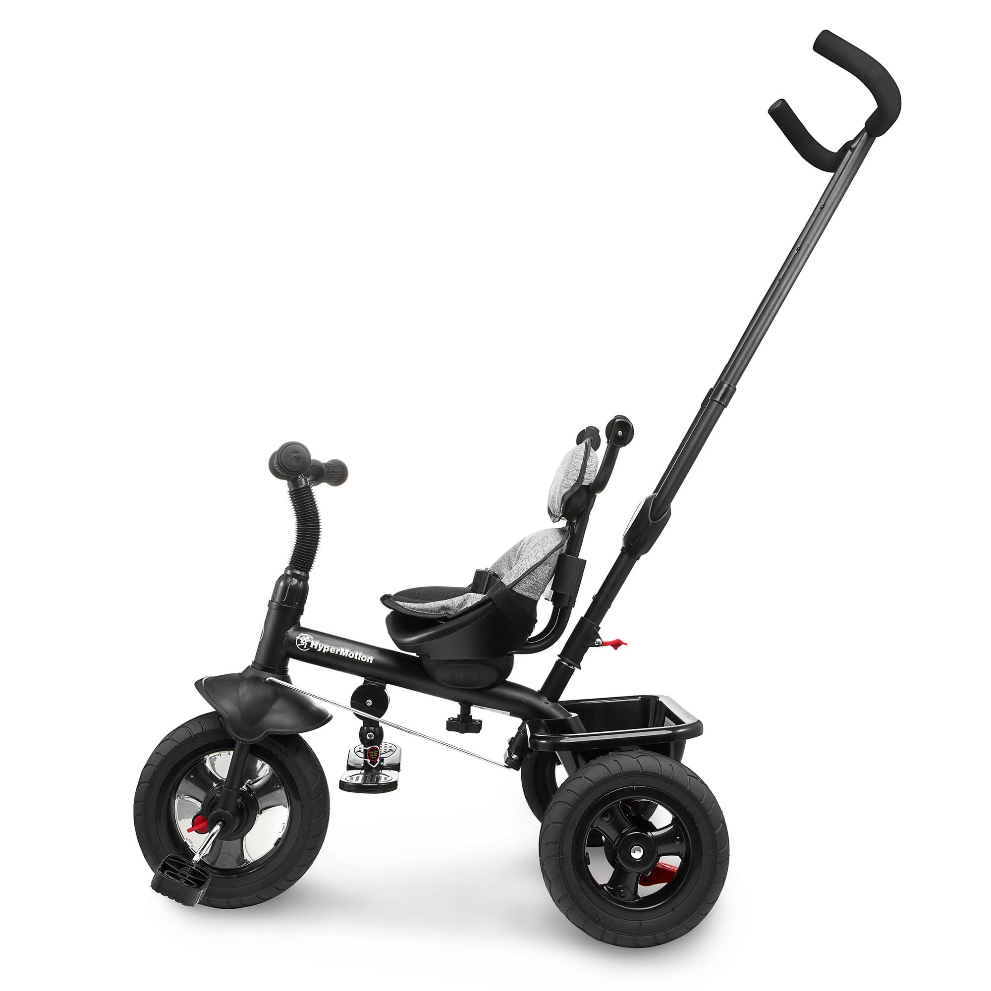 HyperMotion Triciclo Infantil con Manillar para Padres - Bici Bebé 1 Año Evolutiva hasta 20kg - Modelo Similar Kinderkraft con Barra de Empuje - Saltador Bebe Gris