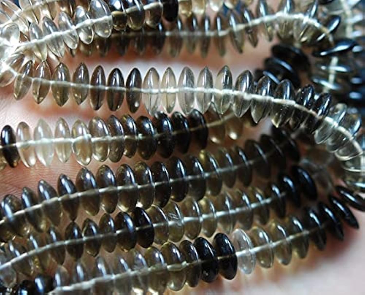 Perles en quartz fumé forme rondelle lisse 9-11mm pour enfilage et joaillerie DIY