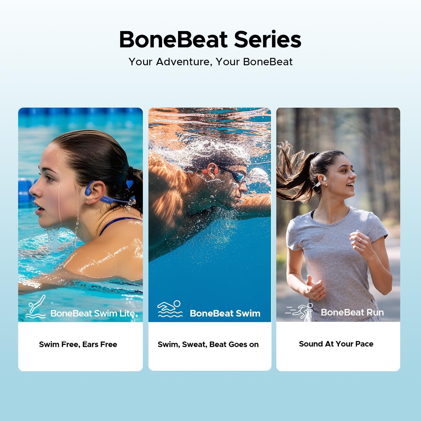 Auriculares de conducción ósea, Impermeables IP68 para natación, batería 10h, Bluetooth 5.4, Almacenamiento 32GB, Ideales para Ciclismo (Gray)