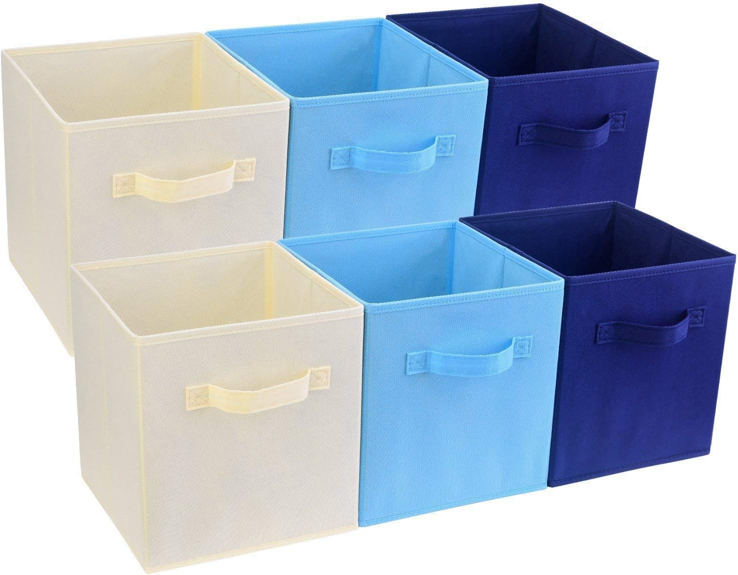 [6-Pack] Basket Bins- Senbowe Fabric Cloth Collapsible/Foldable Storage Cubes Bins Baskets Organizer Containers with Handles for Home Closet Nursery Drawers Organizers（10.6 x 10.6 x 10.6”）