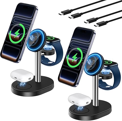 Miniatura 12 de 2025 Estación de Carga Inalámbrica 3 en 1 para Cargador Apple MagSafe, Soporte de Cargador Magnético Rápido Mag-Safe de 15W para iPhone 17 16 15 14