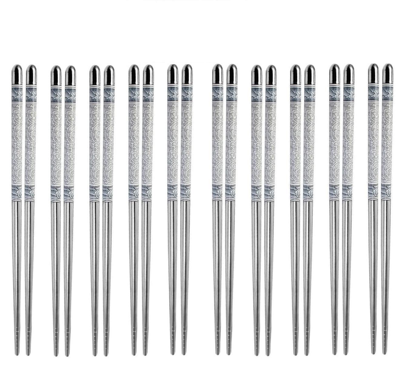 Zollyss Designer Printed Round Stainless Steel Reusable Chopsticks; 23 cm - Silver (10 Pairs) (B07PC2MHGC) Amazon Price History, Amazon Price Tracker