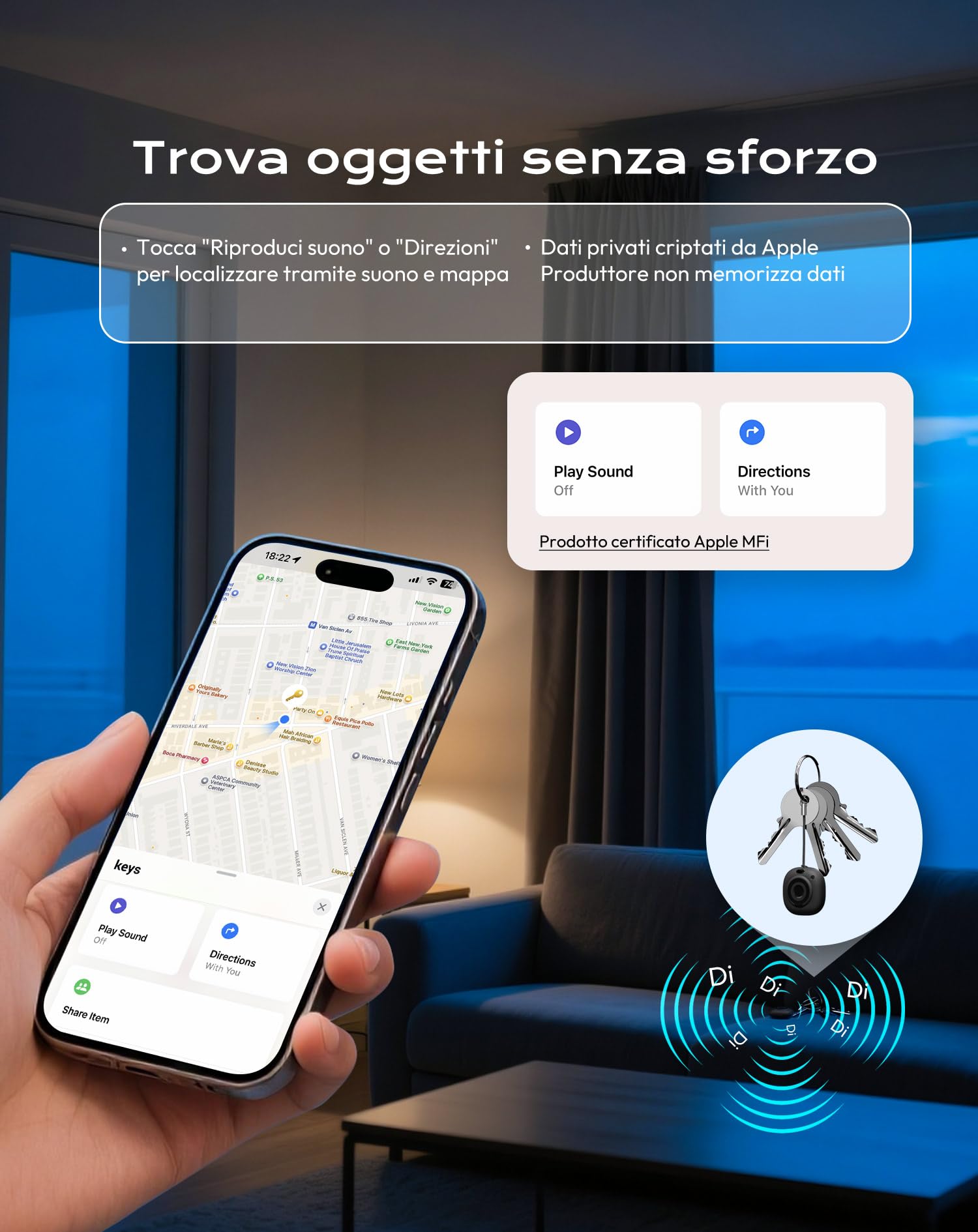 Air Smart Tag Tracker 4 Pezzi, Compatibile con Apple «Find My» (solo iOS), per Valigie/Borse/Chiavi/Zaini bambini, Batteria rimovibile Nero