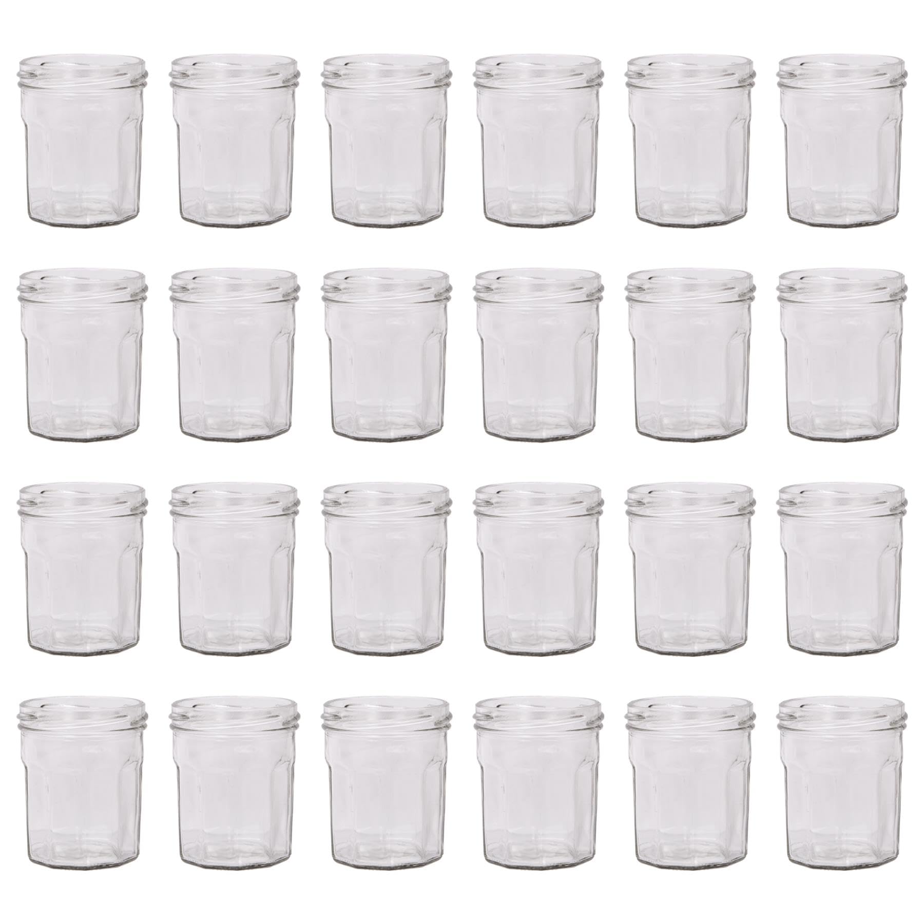 Argon Tableware No Lid Glass Jam Jars - 150Ml - Pack Of 24 - Empty Screw Top Kitchen Storage Jar For Food, Honey, Spice, Pickling, Preserving, Candle Making