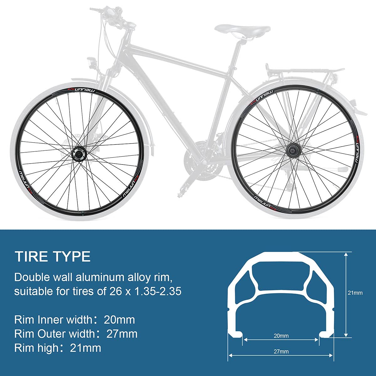 26 X 100 Bike Wheels Zukka Double Wall Alloy Bike Wheelset 32H