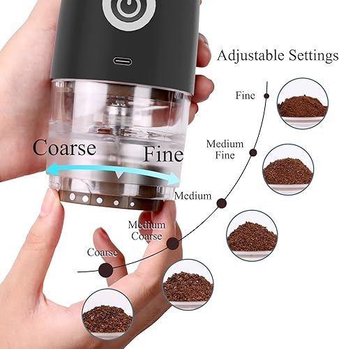 Miniatura 2 de Molinillo de café portátil, eléctricomanual 2 en 1, molinillo de café en grano de café, recargable por USB, mini molinillo de café eléctrico con 5