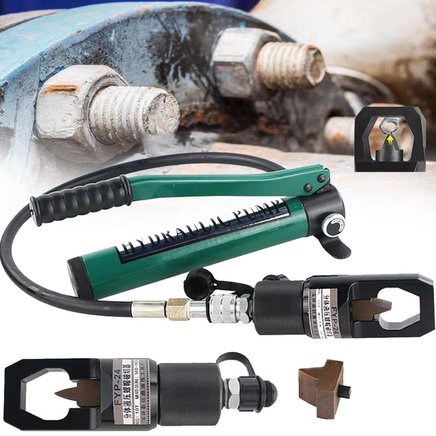 Séparateur d'écrous hydraulique fendu 12 tonnes avec pompe manuelle