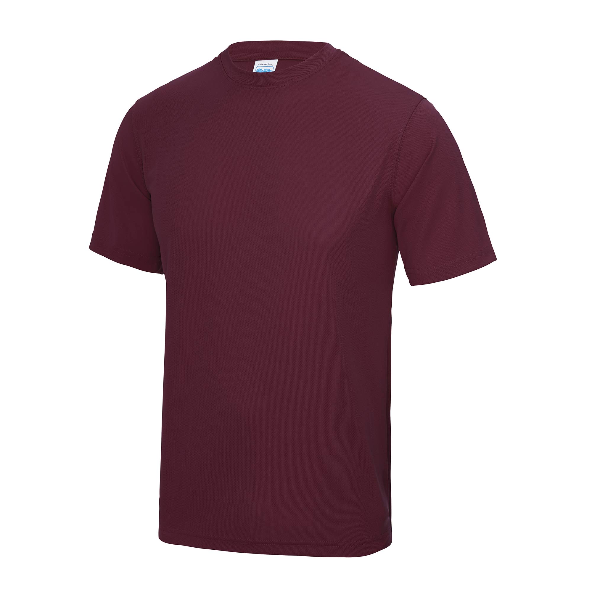 Just Cool Men's Burgundy Performance Plain T-Shirt (Xs) (Burgundy)