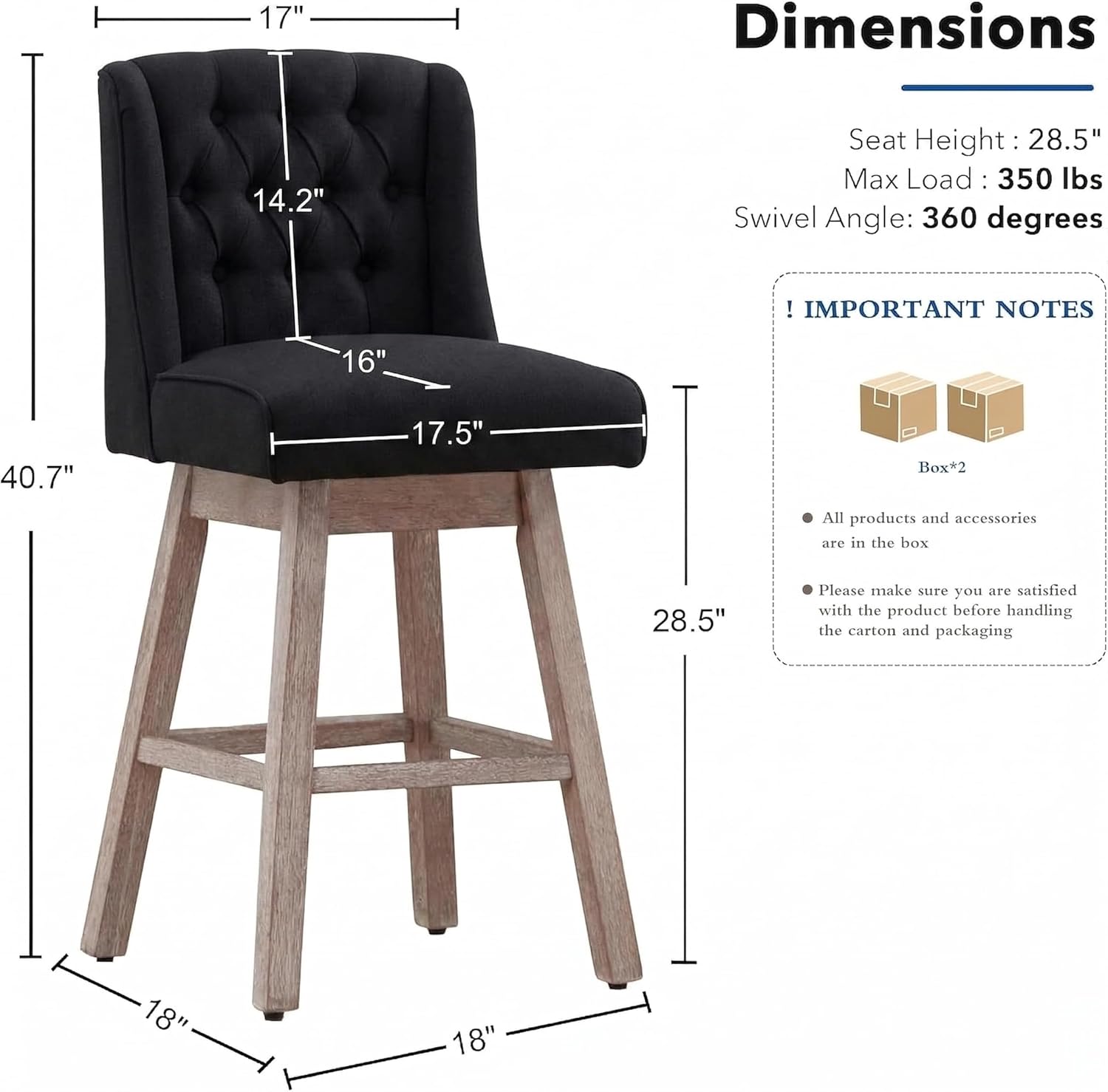 Counter Height Bar Stools Set of 3, 360°Swivel Bar Stools with Back and Wood Legs, 28.5" Morden Linen Fabric Upholstered Barstools for Kitchen Island Dining Room Bar