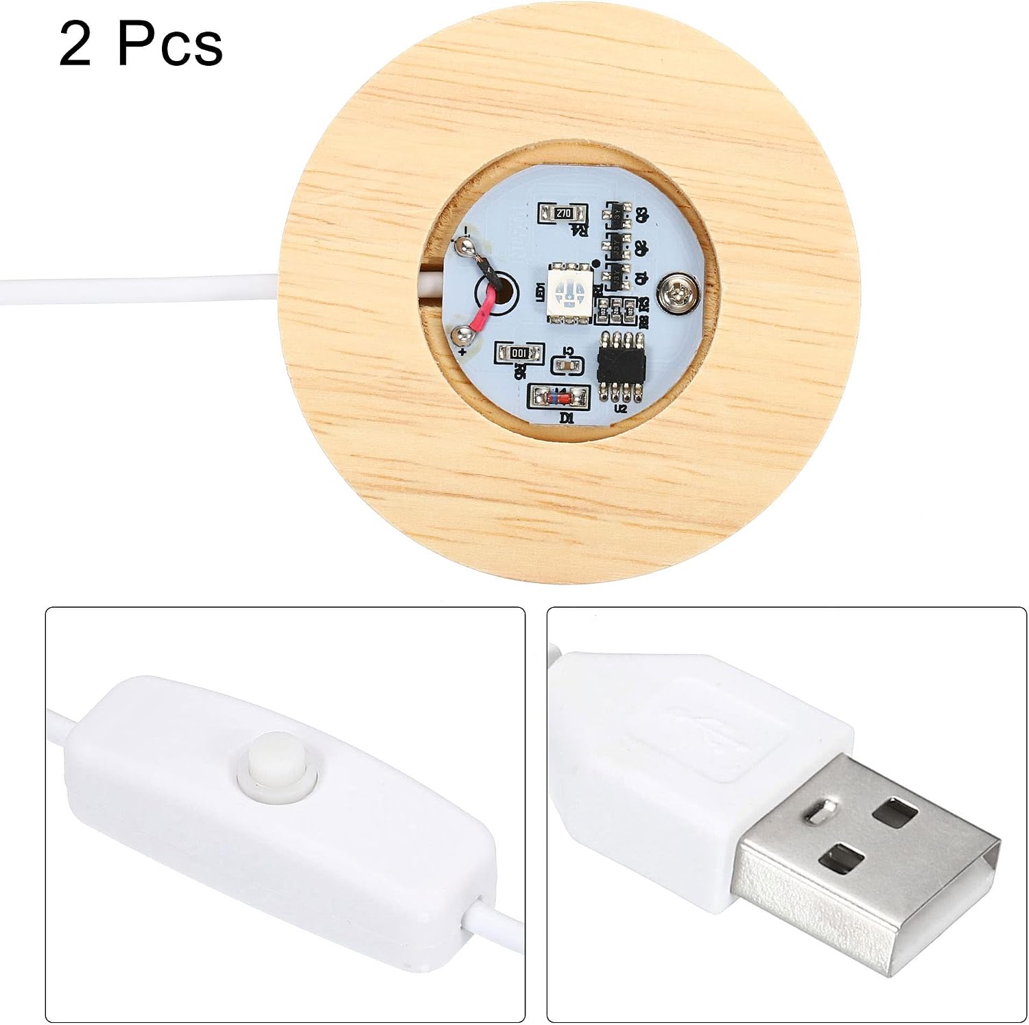 PATIKIL Wooden LED Light Base Stand - Image 4