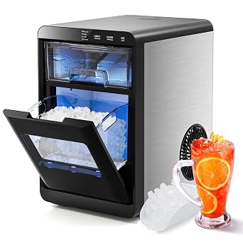 ARLIME Nugget Ice Maker Countertop, 44LBS/24H Portable Pebble Ice Machine | Soft Chewable Pellet/Sonic Ice with Self-Cleaning, One-Touch Operation & Pull-Out Water Tank for Home, Kitchen & Office