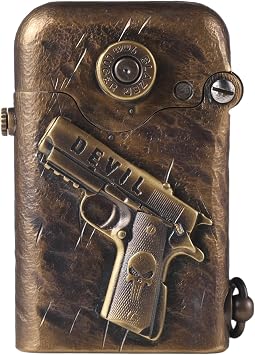 THORENS Gen 1 Single Claw Battle Mark-Gun Series Brass Kerosene Lighter | Vintage Classic Hand Engraved Relief Soft-Flame Automatic Ignition Fluid Lighters, Refillable Luxury Collectible MenS Gift