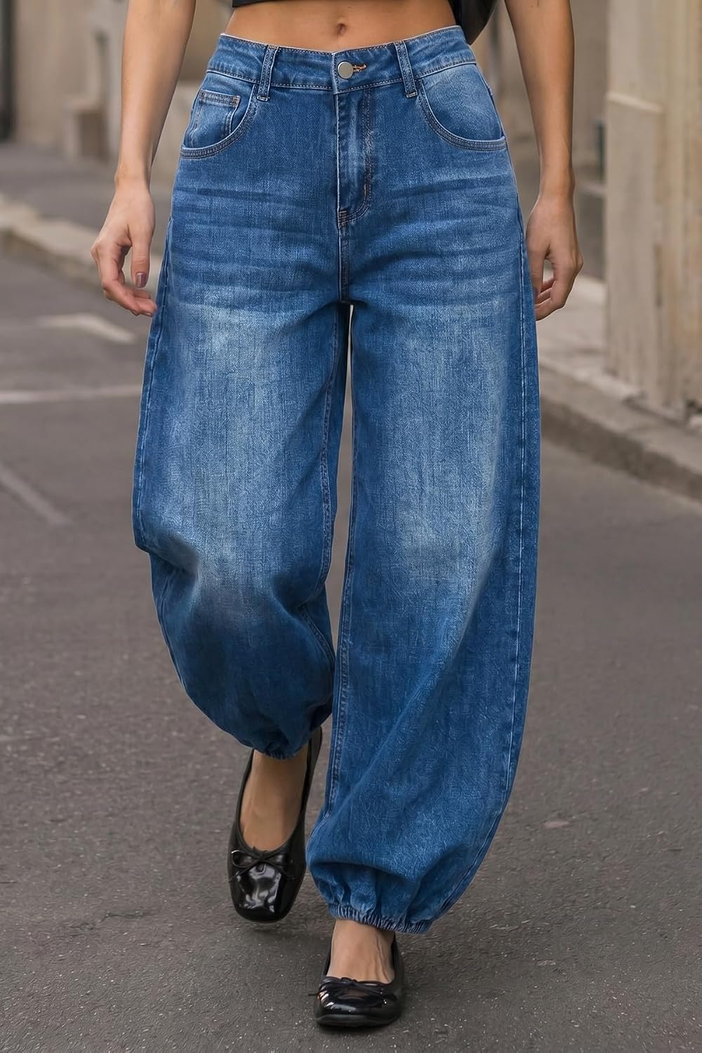Flowyair Women Barrel Jeans High Waisted Wide Leg Baggy Harem Denim Pants | baggy, jogger, boyfriend, y2k going out, denim pants with pockets, loose fit, vintage 90s, balloon leg