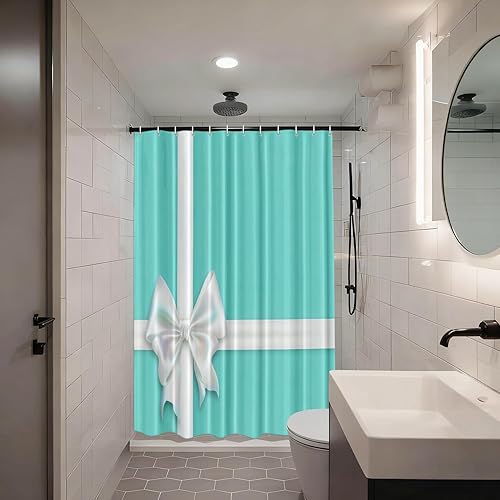 Vista 16 de Shrahala Brilliant Round Brilliants - Cortina de ducha decorativa con diamantes, azul turquesa, decoración de baño, fibra de poliéster, impermeable