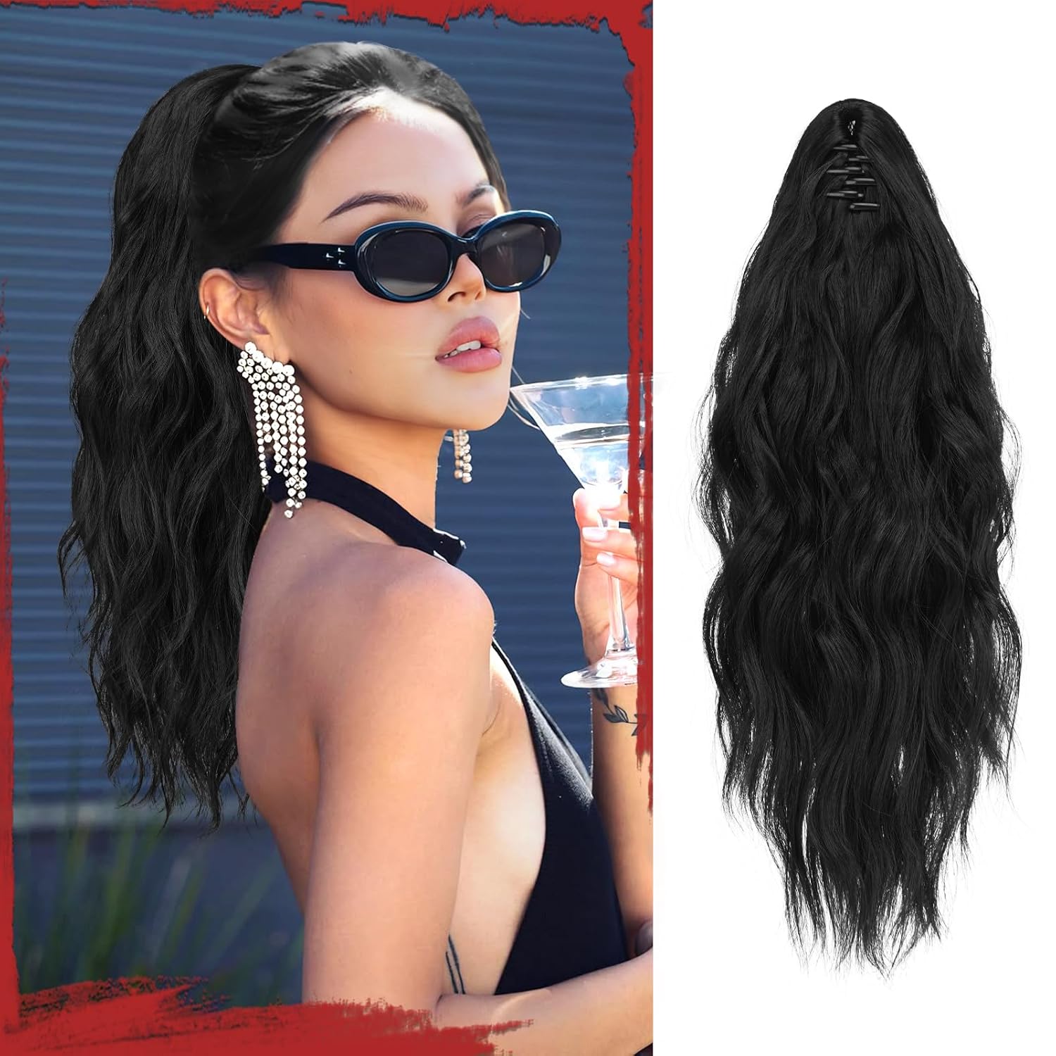 SOFEIYAN Ponytail Extension 16″ Curly Wavy Claw Clip Ponytail Hair Extensions Small Claw Clip in Hairpiece Fluffy Clip on Pony Tails Jaw Clips for Women Synthetic Hairpiece, Black SOFEIYAN Ponytail Extension 16″ Curly Wavy Claw Clip Ponytail Hair Extensions Small Claw Clip in Hairpiece Fluffy Clip on Pony Tails Jaw Clips for Women Synthetic Hairpiece, Black
