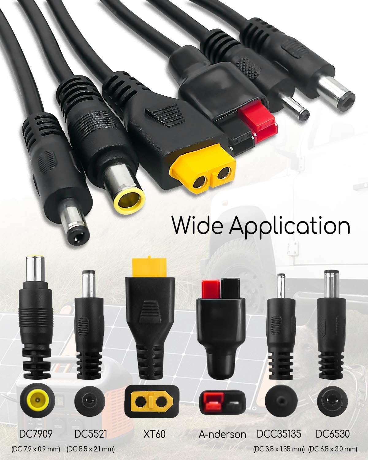 6-in-1 Solar Panel Connector with Female and Male Connectors, Universal Solar Adapter Connector Kit Fit for A-nderson Connector DC XT60 Adapter Power Plug, 2 Pcs