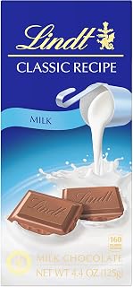 Lindt Classic Recipe Milk Chocolate Bar 4.4 oz - Smooth Creamy Gourmet Candy for Indulgent Snacking & Baking