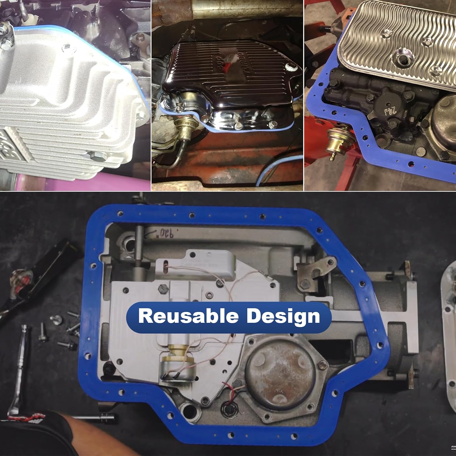93103 Transmission Oil Pan Gasket Fit for GM Turbo 400 with Steel & Rubber, Reusable Leak-Proof for Pro, No Sealant Needed