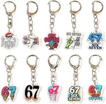 Funny Six Seven Keychain Viral 6-7 Meme Acrylic Keychain for Teens, Funny Gag Gift for Friends