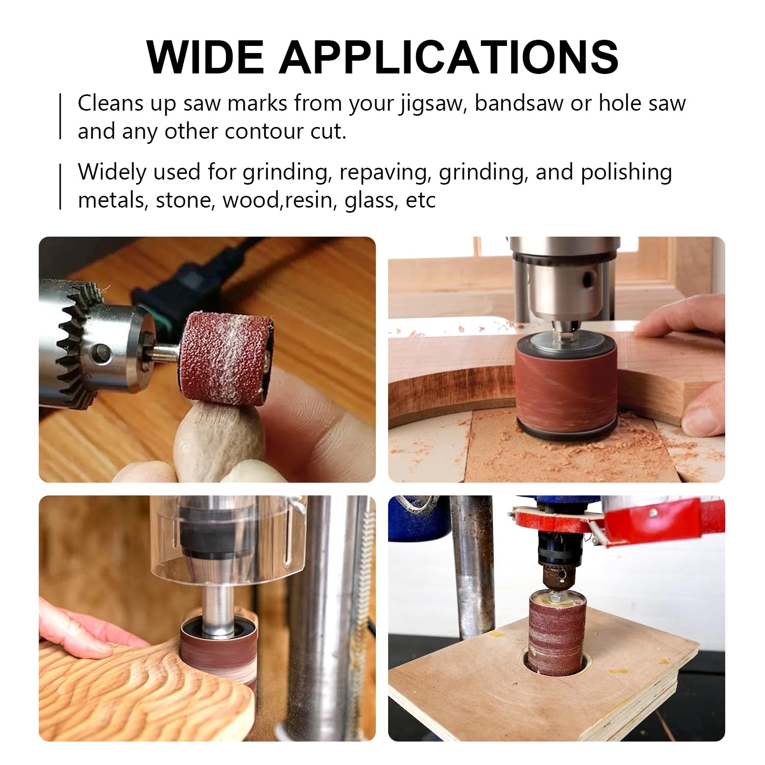 Sanding Drums & Sleeves Set - 60/80/120 Grit -6