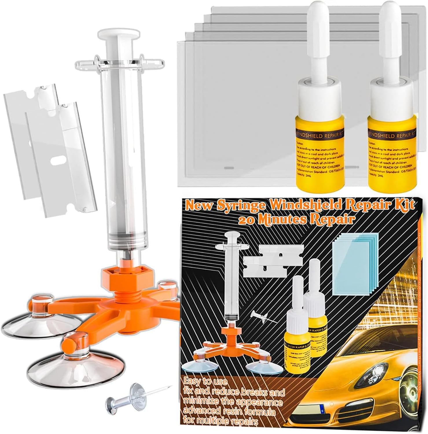 Upgraded Windshield Repair Kit for Chips and Cracks – Instant Fix for Chips, Cracks, and Bullseyes, High-Pressure Resin Injection Glass Windshield Crack Repair Kit for Long-Lasting, Invisible Repairs