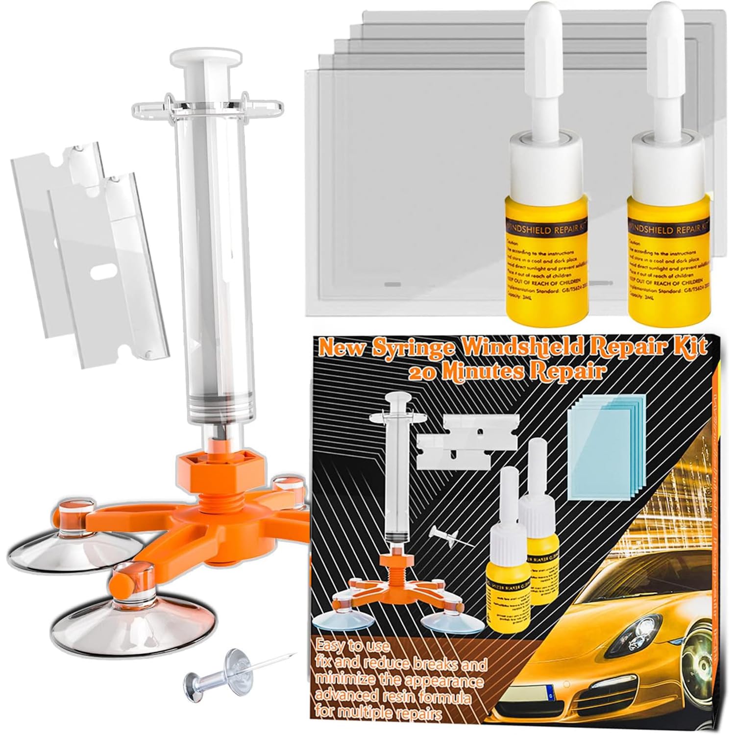 Upgraded Windshield Repair Kit for Chips and Cracks – Instant Fix for Chips, Cracks, and Bullseyes, High-Pressure Resin Injection Glass Windshield Crack Repair Kit for Long-Lasting, Invisible Repairs