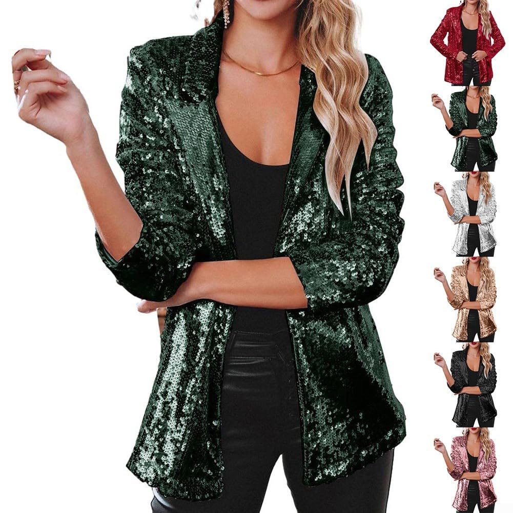 Giacca da donna con paillettes da discoteca, giacca con glitter luccicanti per autunno
