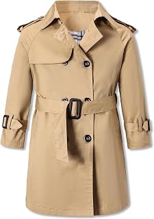 Boys Trench Coat Double Breasted Classic Belted Outwear Jacket Dress Coats