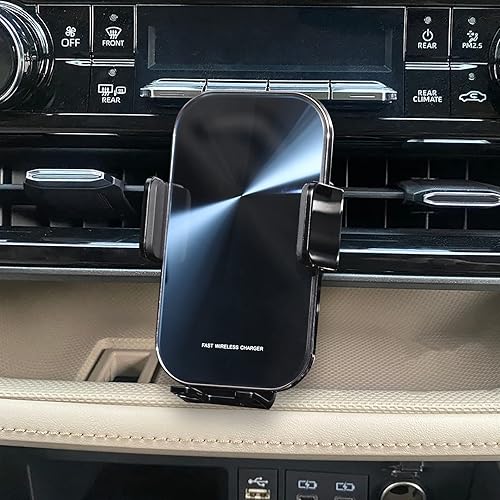 Kucok Soporte de teléfono para automóvil para Highlander 2020202120222023, Qi de 15 W, inalámbrico, con sentido de carga rápida, bloqueo automático,