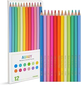 AUAUY 12 PCS Colouring Pencil Packs, 12 Colors Wooden Colored Pencils ...