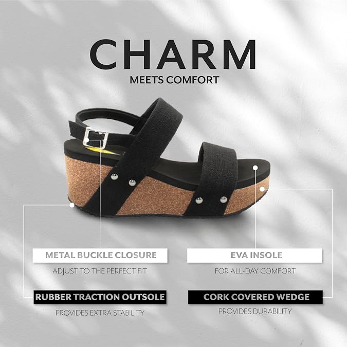 VOLATILE Women's Ankle Strap Wedge Sandal