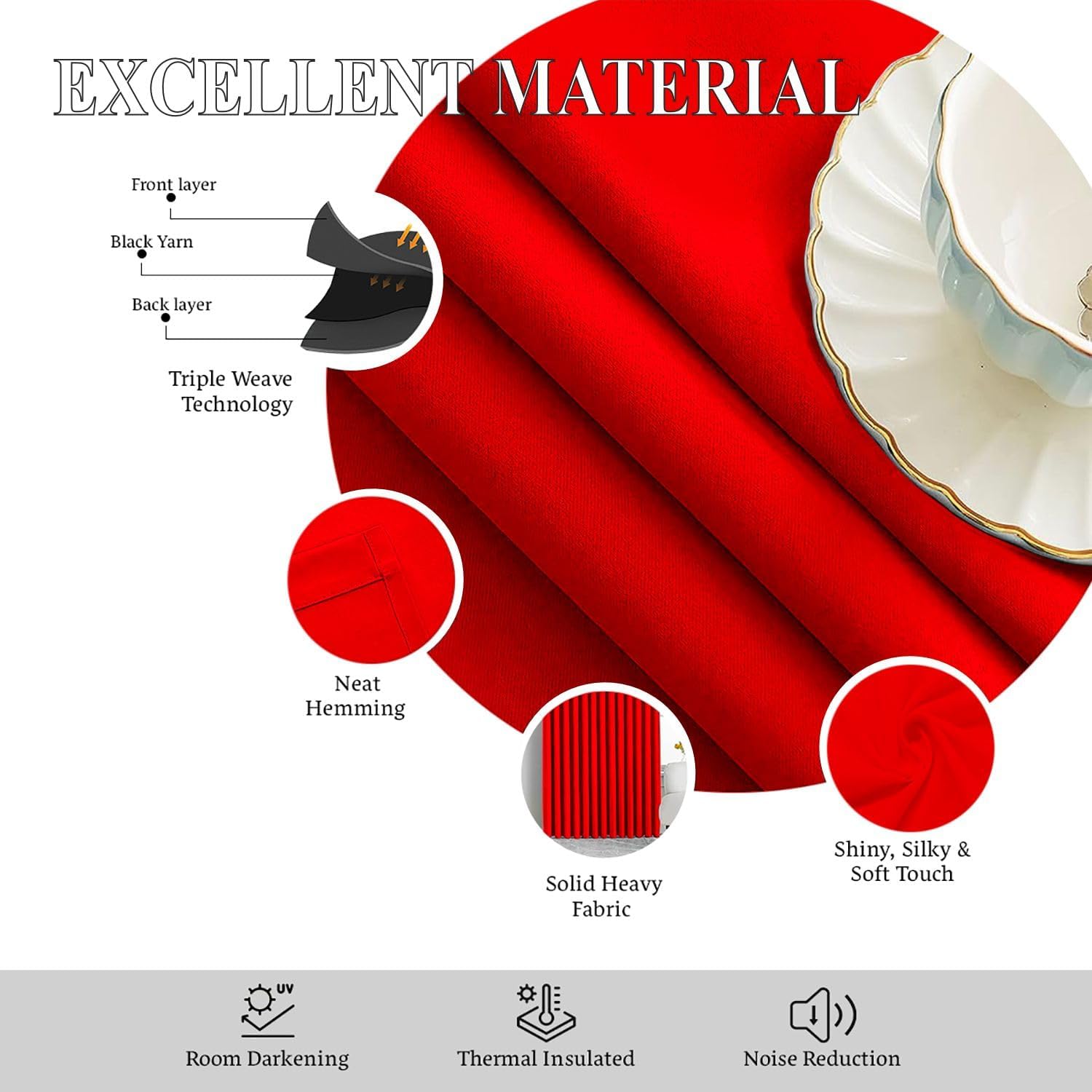 Red Pinch Pleated Drapes Thermal Insulated Room Darkening Blackout Drapes Window Treatment Panels for Traverse Rods Living Room, Bedroom, Patio Door, Room Divider, Office W(21"+21") L120
