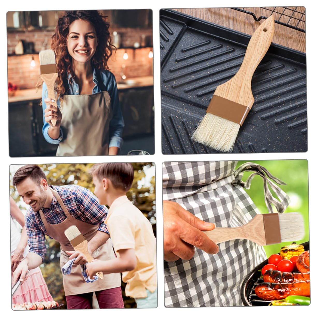 BESTonZON 3Pcs Basting Brush Food Grade Boar Bristle Pastry Brush for Baking Ergonomic Beech Handle for Bbq Sauce and Marinade Application Durable Kitchen Tool