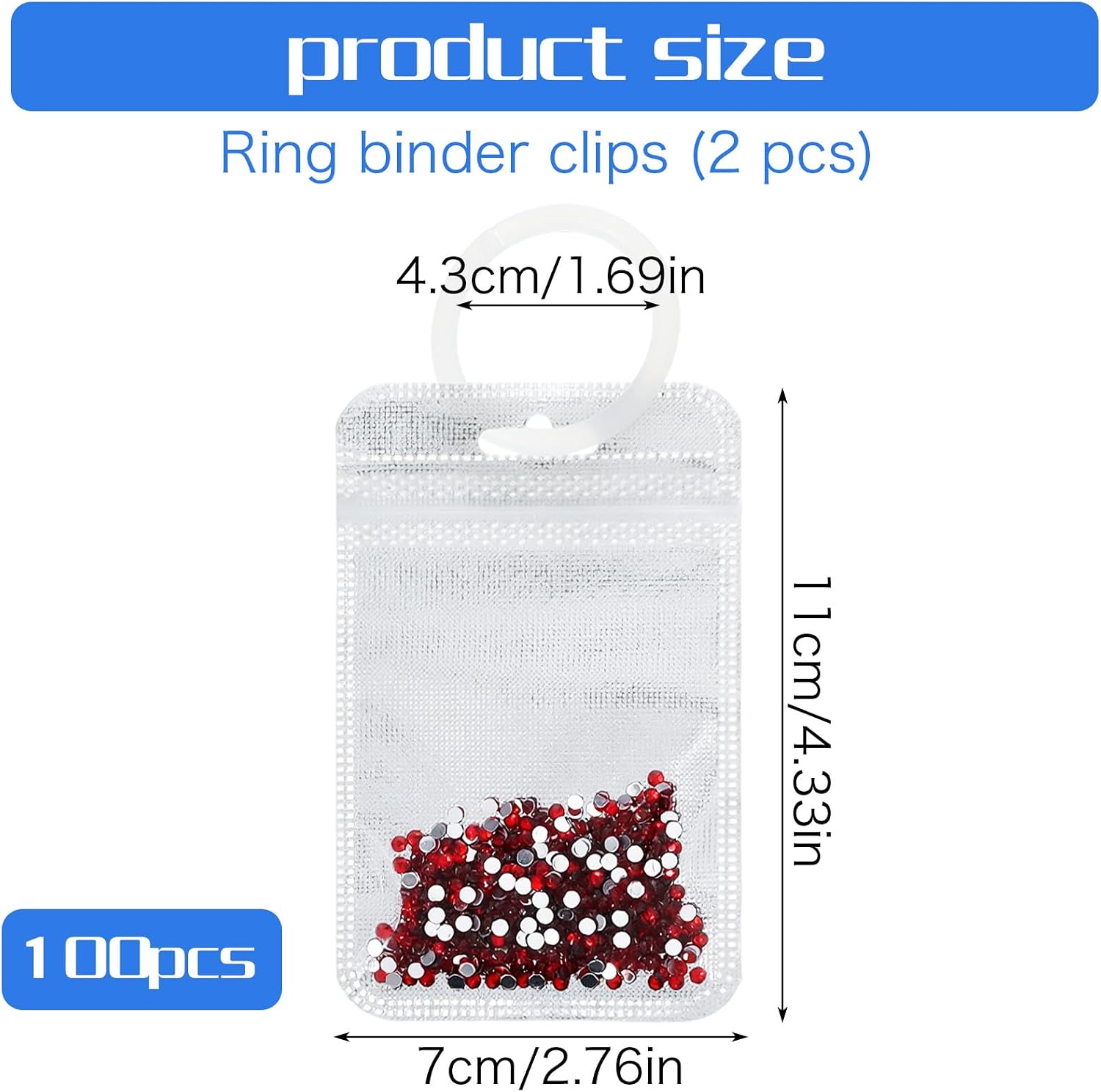 Shimmeroo 100Pcs Diamond Beads Storage Bags, Pouches for DIY Diamond Art | Reusable Jewelry Earring Painting Storage Accessories, Bead and Gem Organizer for DIY Craft, 4.33 x 2.76 Inch
