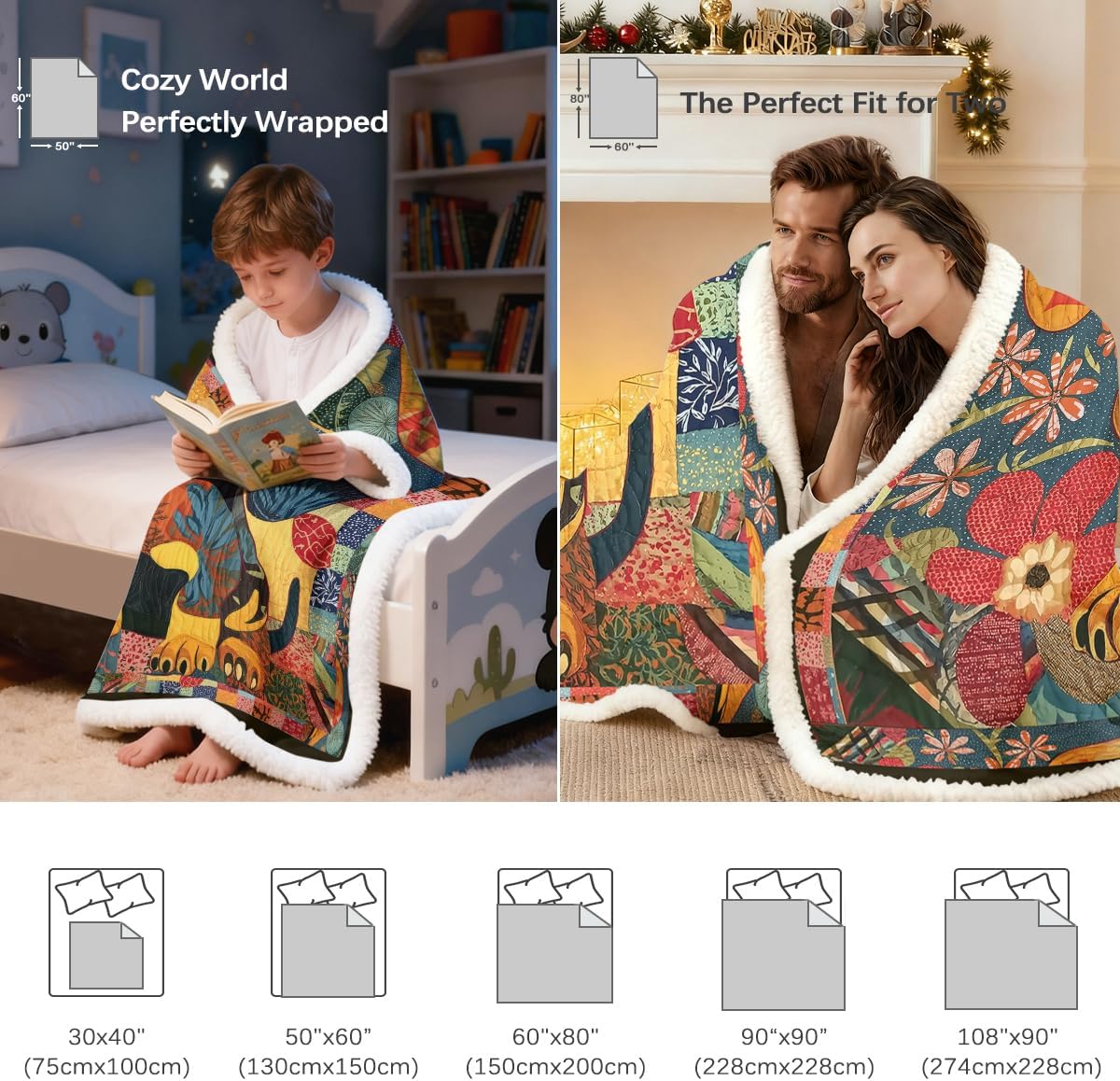 Sleepwish Pet Blankets for Couches: Floral Patchwork Dachshund Puppy Essentials- Dog Cover for Couch Winter Bedding for Sofa Car Travel Camping 50x60 Inches