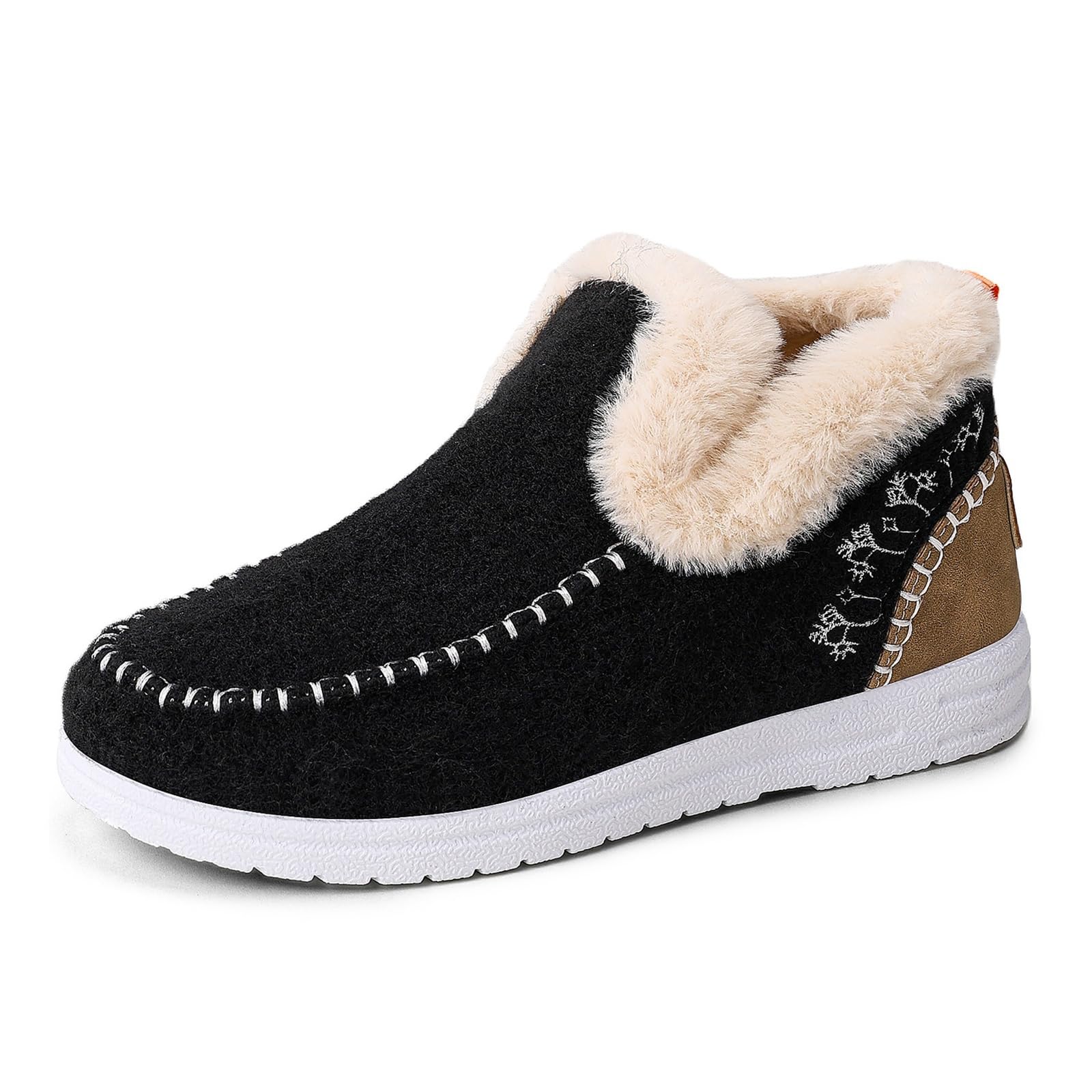 Women Winter Flat Fluffy Snow Boots Fashion Casual Warm Fur Lined Slip On Loafers Comfortable Suede Non Slip