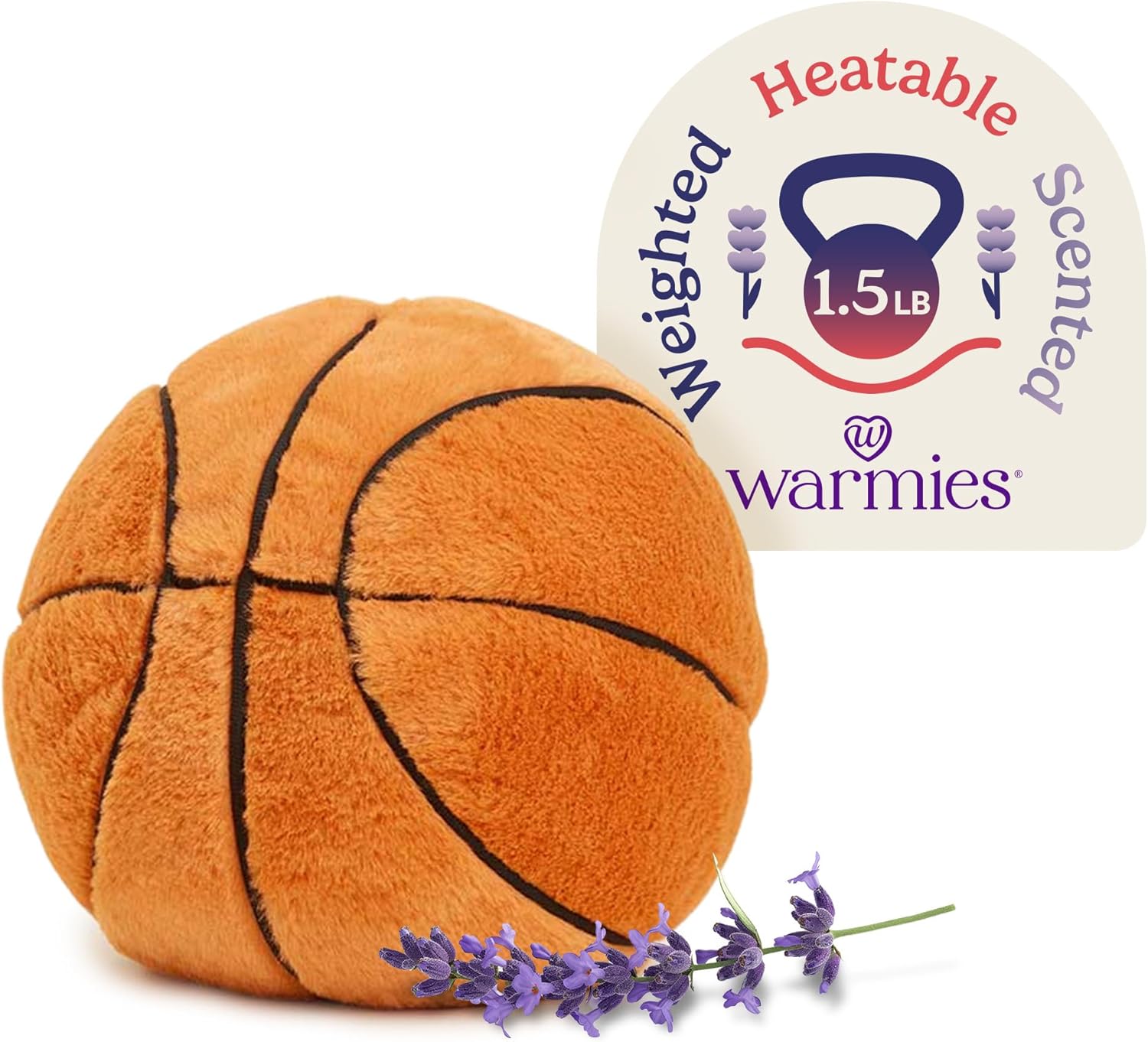warmies Microwavable & Weighted Stuffed Animals, Basketball - Heated Stuffed Animal Plushie for Warmth & Comfort - Cute Soft Plush Toys for Adults & Children (Boys, Girls, Babies & Toddlers)